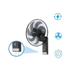 MIDEA - Ventilateur Mural FW40-23M - 16'' - Noir